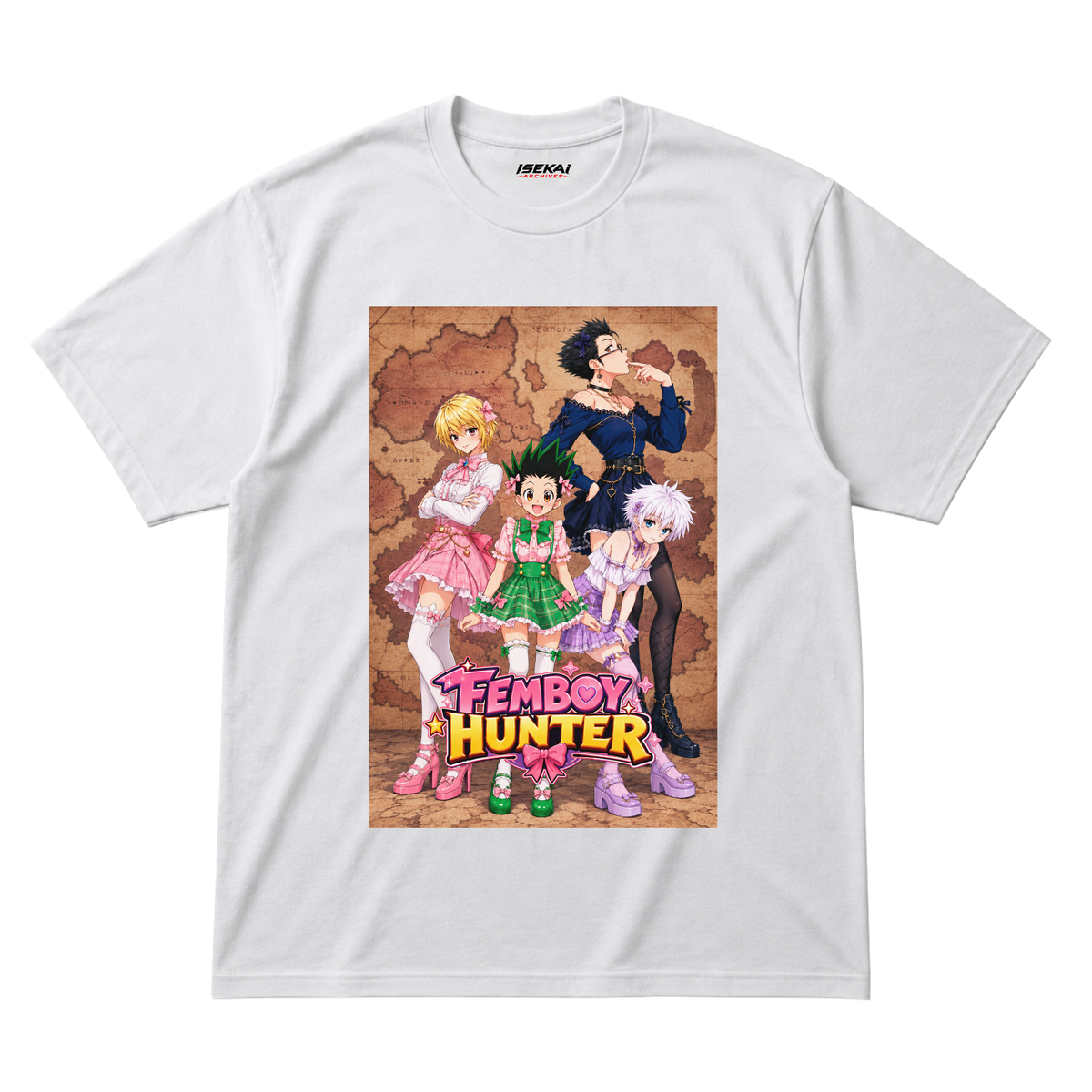 HxH Femboy Hunter anime shirt – full colour poster print on heavyweight cotton