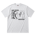 Eat Your Protein Attack on Titan gym meme t-shirt – manga-style titan eating a scoop of protein powder